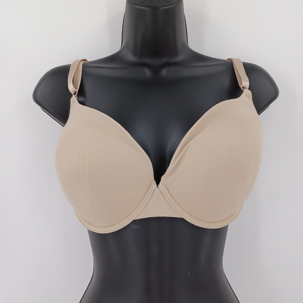 MAIDENFORM Sz 40D Push Up Nude Bra Padded Sexy Support Cross Back Wired Stretch - Picture 2 of 12